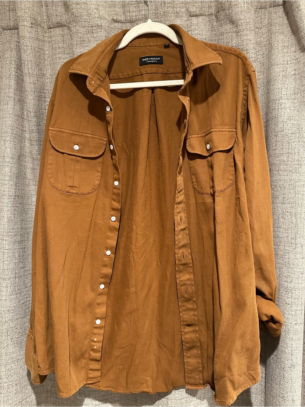 Men's Casual Button-Down Shirt in Light Brown